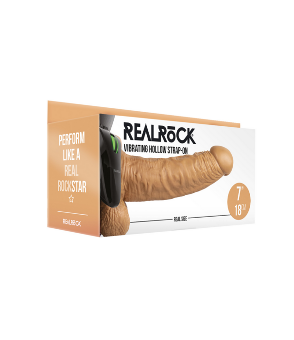 RealRock by Shots Vibrerende Hollow Strap-On met Ballen - 7 / 18 cm
