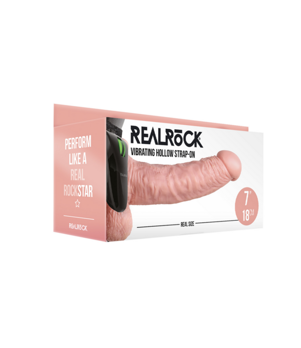 RealRock by Shots Vibrerende Hollow Strap-On met Ballen - 7 / 18 cm