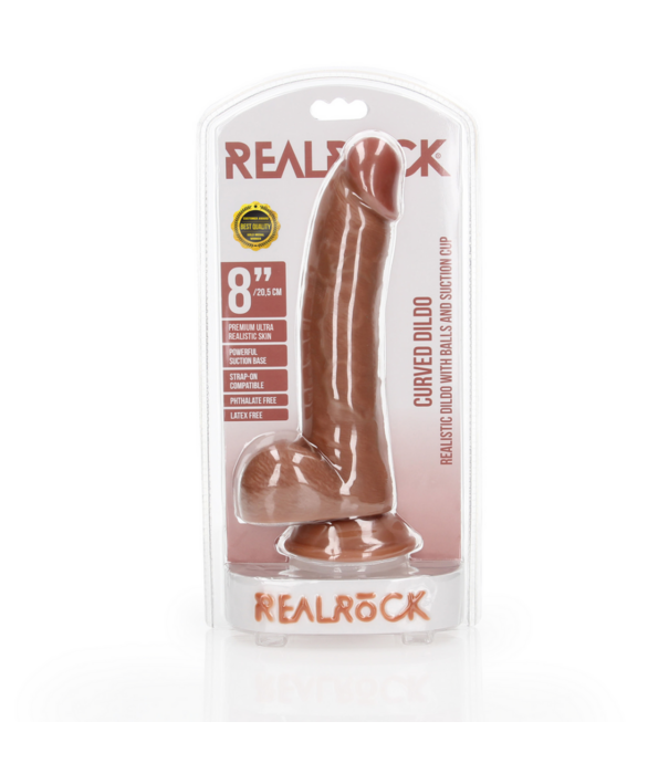 RealRock by Shots Gebogen Realistische Dildo met Ballen en Zuignap - 8 / 20,5 cm