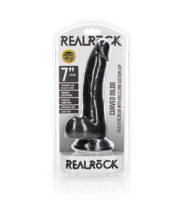 RealRock by Shots Gebogen Realistische Dildo met Ballen en Zuignap - 7 / 18 cm