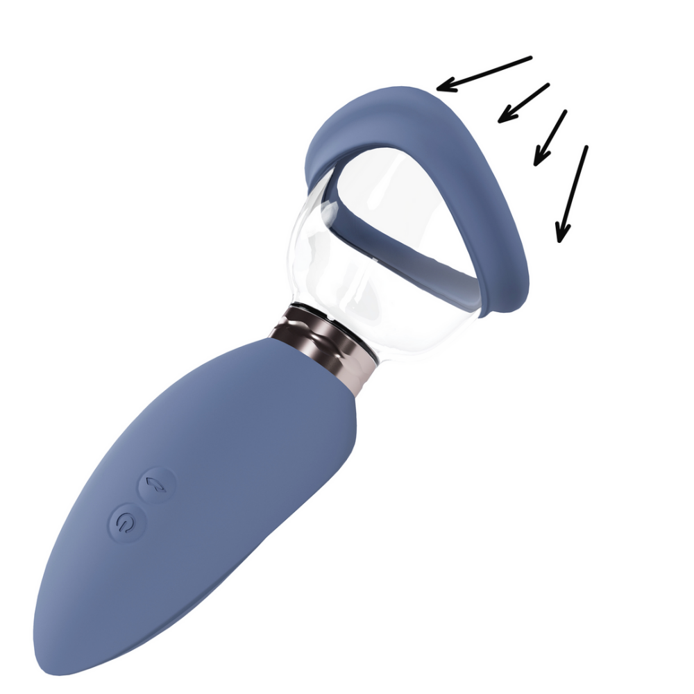 Pumped by Shots Opwindend - Oplaadbare Vulva- en Borstpomp - Blauw afbeelding