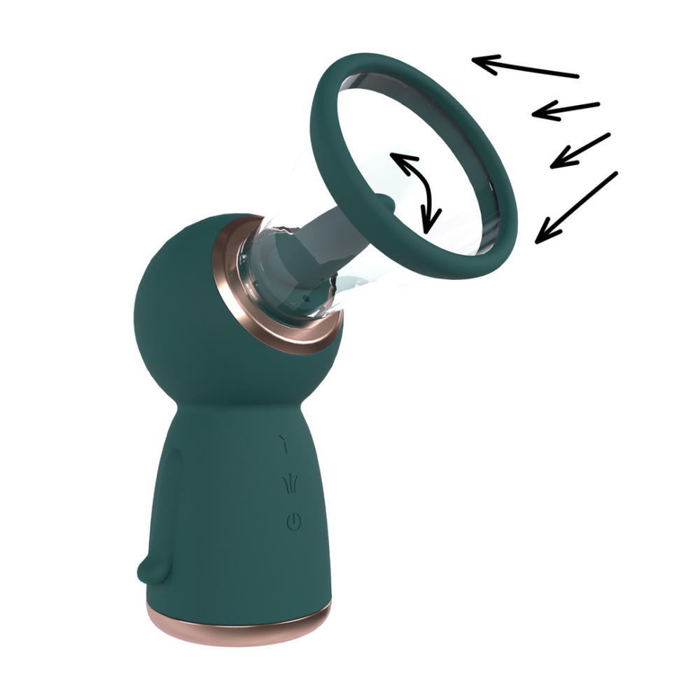 Pumped by Shots Exquise - Oplaadbare Vulva- en Borstpomp - Bosgroen afbeelding
