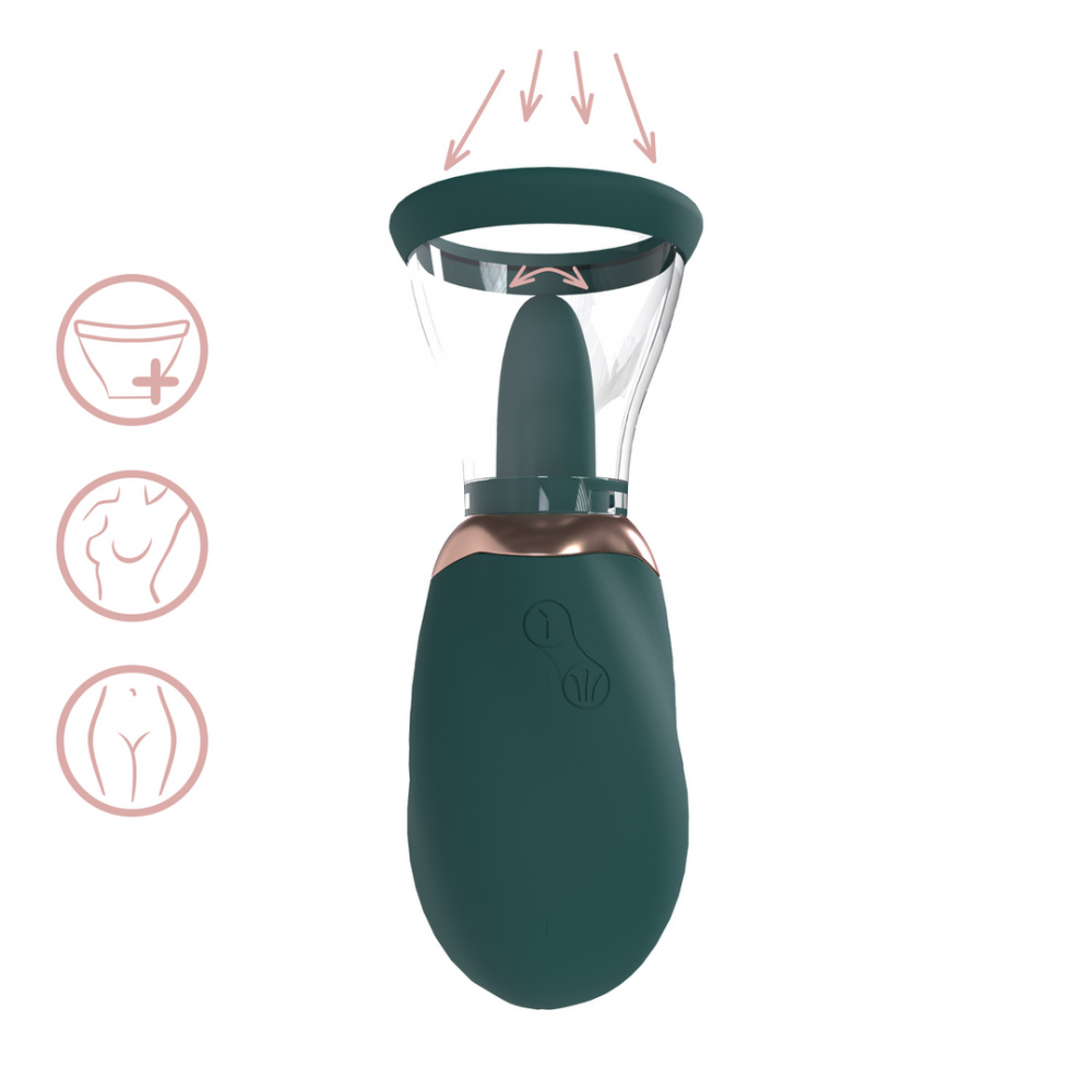 Pumped by Shots Boost - Oplaadbare Vulva- en Borstpomp - Bosgroen afbeelding