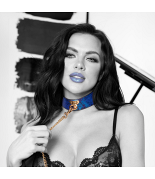 Florence Collectie - Halsband met Leash - Blauw