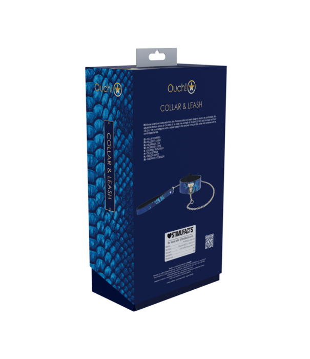Ouch! by Shots Florence Collectie - Halsband met Leash - Blauw