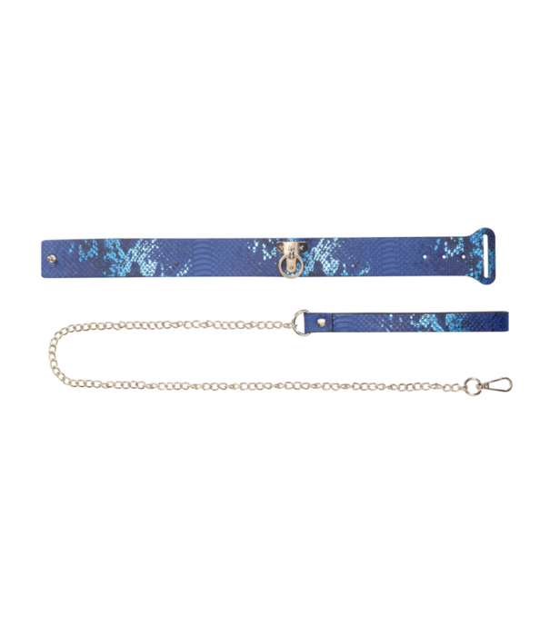 Ouch! by Shots Florence Collectie - Halsband met Leash - Blauw