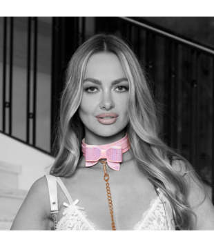 Paris Collectie - Halsband met Leash - Roze