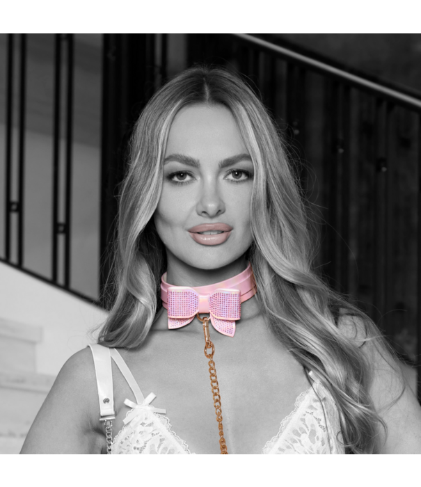 Ouch! by Shots Paris Collectie - Halsband met Leash - Roze