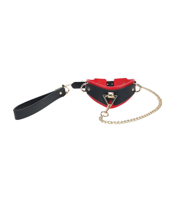 Ouch! by Shots Milan Collectie - Halsband met Lijn - Zwart/Rood