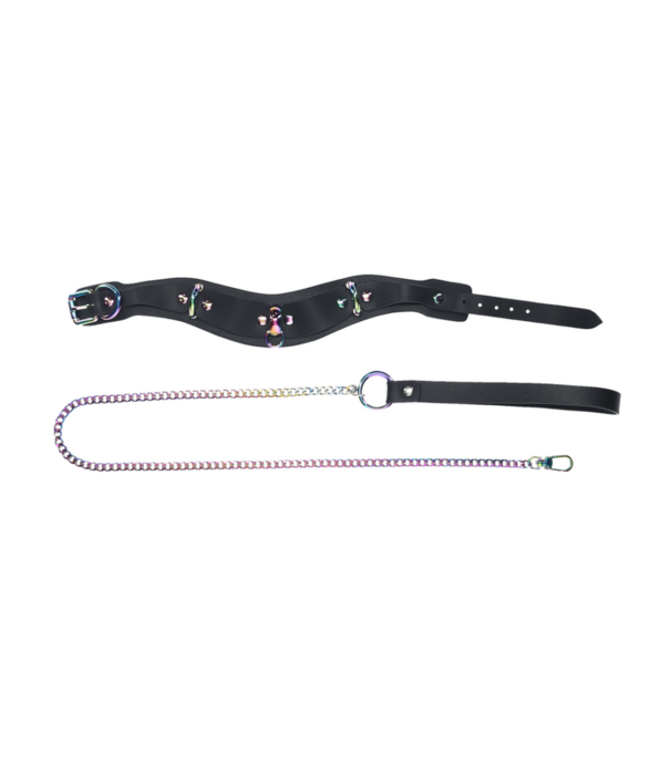 Ouch! by Shots Venice Collectie - Halsband met Leash - Zwart