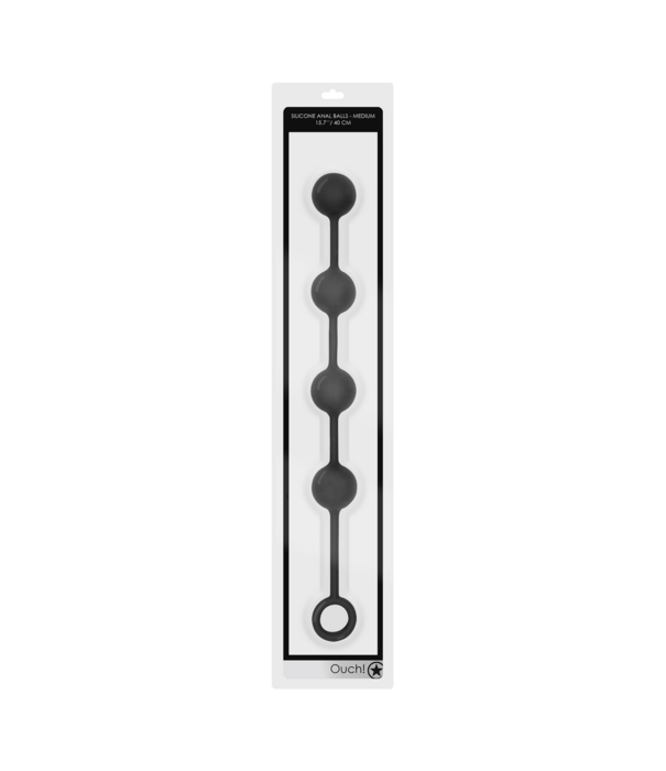 Ouch! by Shots Silicone Anale Ballen - Medium - Zwart