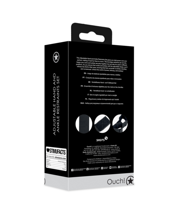 Ouch! by Shots Verstelbare Hand- en Enkelboeien Set - Zwart