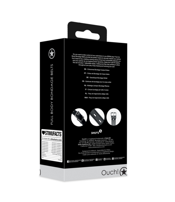 Ouch! by Shots Volledige Lichaams Bondage Riemen - Zwart