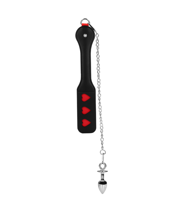 Ouch! by Shots Harten Paddle met Metalen Anaal Plug - Zwart