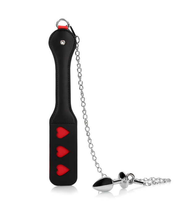 Ouch! by Shots Harten Paddle met Metalen Anaal Plug - Zwart