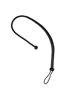 PU leren zweep met knoopdetail - Zwart