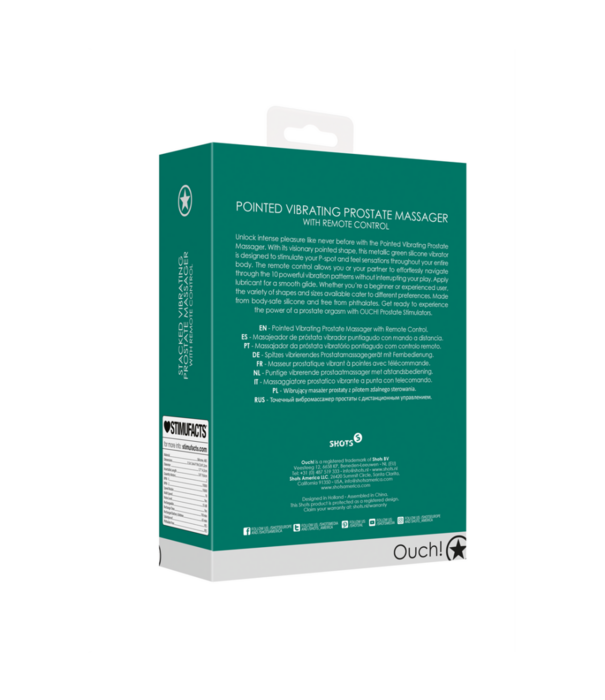 Ouch! by Shots Puntige Vibrerende Prostaatmassage met Afstandsbediening - Metallic Groen