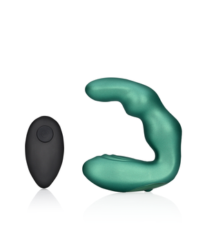 Bent Vibrating Prostate Massager met Afstandsbediening - Metallic Groen