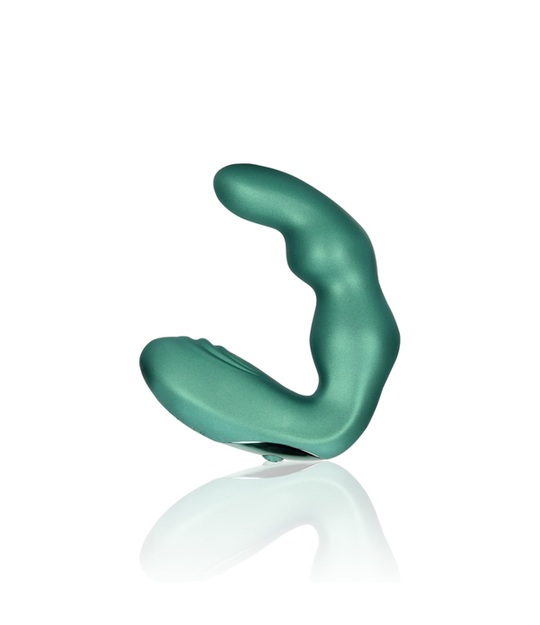 Ouch! by Shots Bent Vibrating Prostate Massager met Afstandsbediening - Metallic Groen