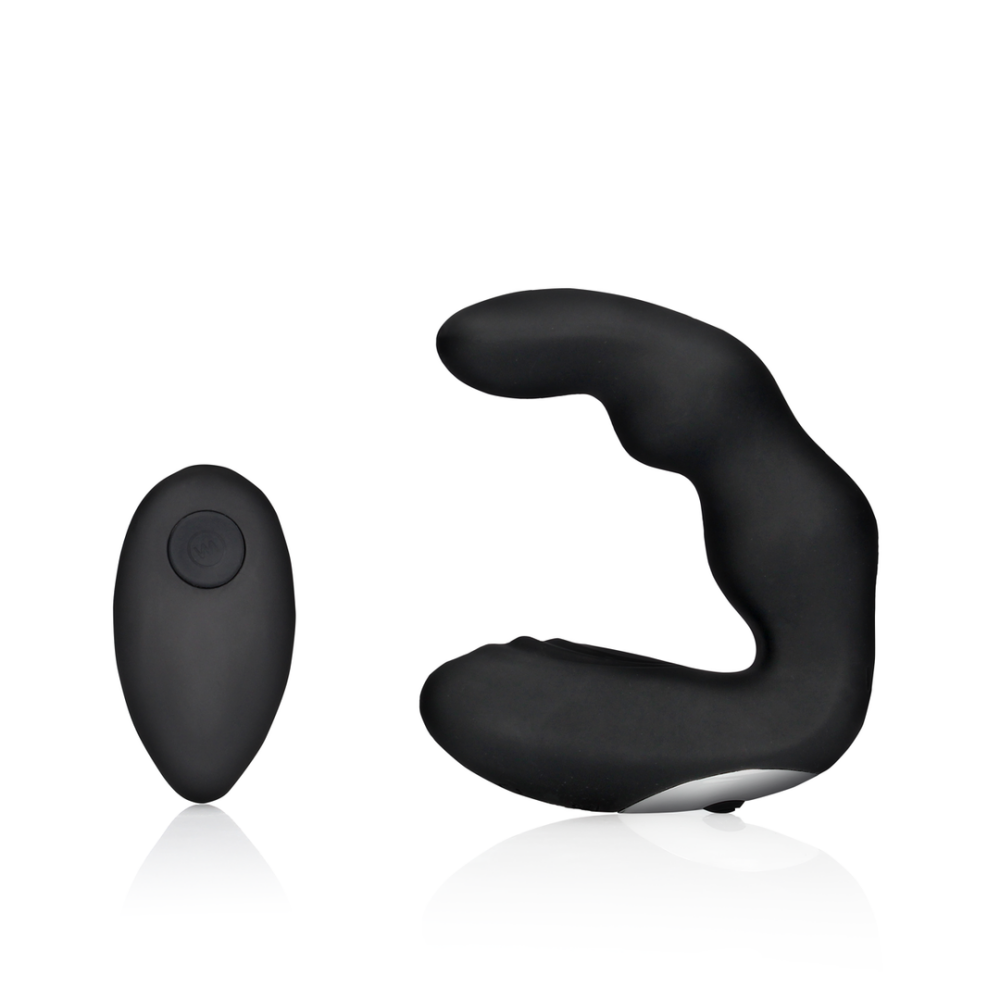 Ouch! by Shots Gebogen Vibrerende Prostaatmassager met Afstandsbediening - Zwart afbeelding