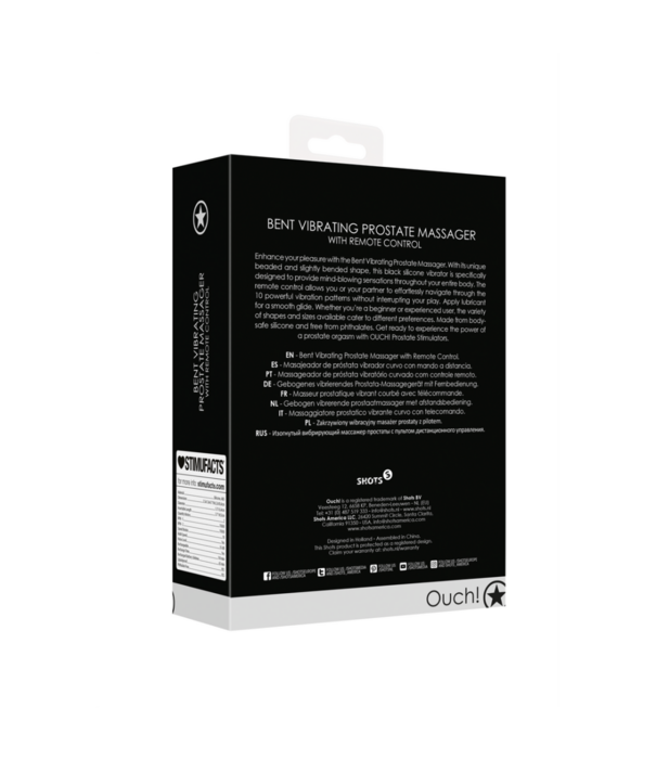 Ouch! by Shots Gebogen Vibrerende Prostaatmassager met Afstandsbediening - Zwart