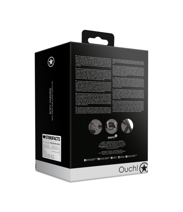 Ouch! by Shots Lichaamsharnas met dij- en handboeien - Zwart