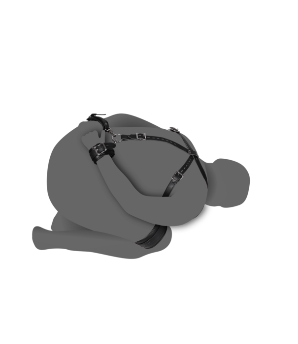 Ouch! by Shots Lichaamsharnas met dij- en handboeien - Zwart