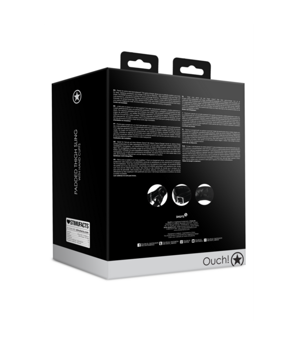 Ouch! by Shots Gewatteerde Dij Sling met Handboeien - Zwart