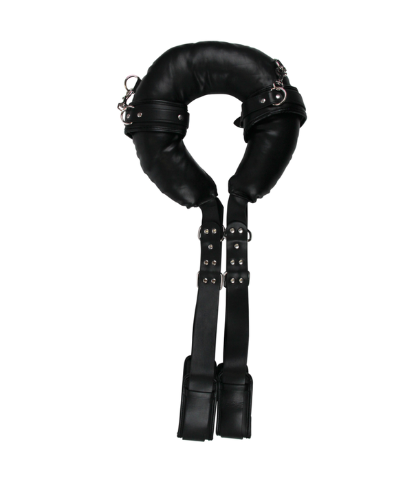Ouch! by Shots Gewatteerde Dij Sling met Handboeien - Zwart