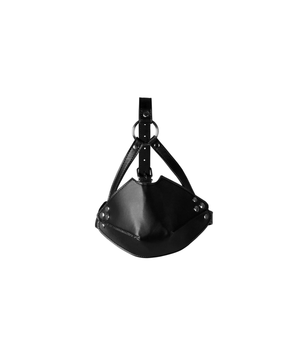 Ouch! by Shots Hoofdbeugel met Mondmasker en Stevige Ballgag - Zwart