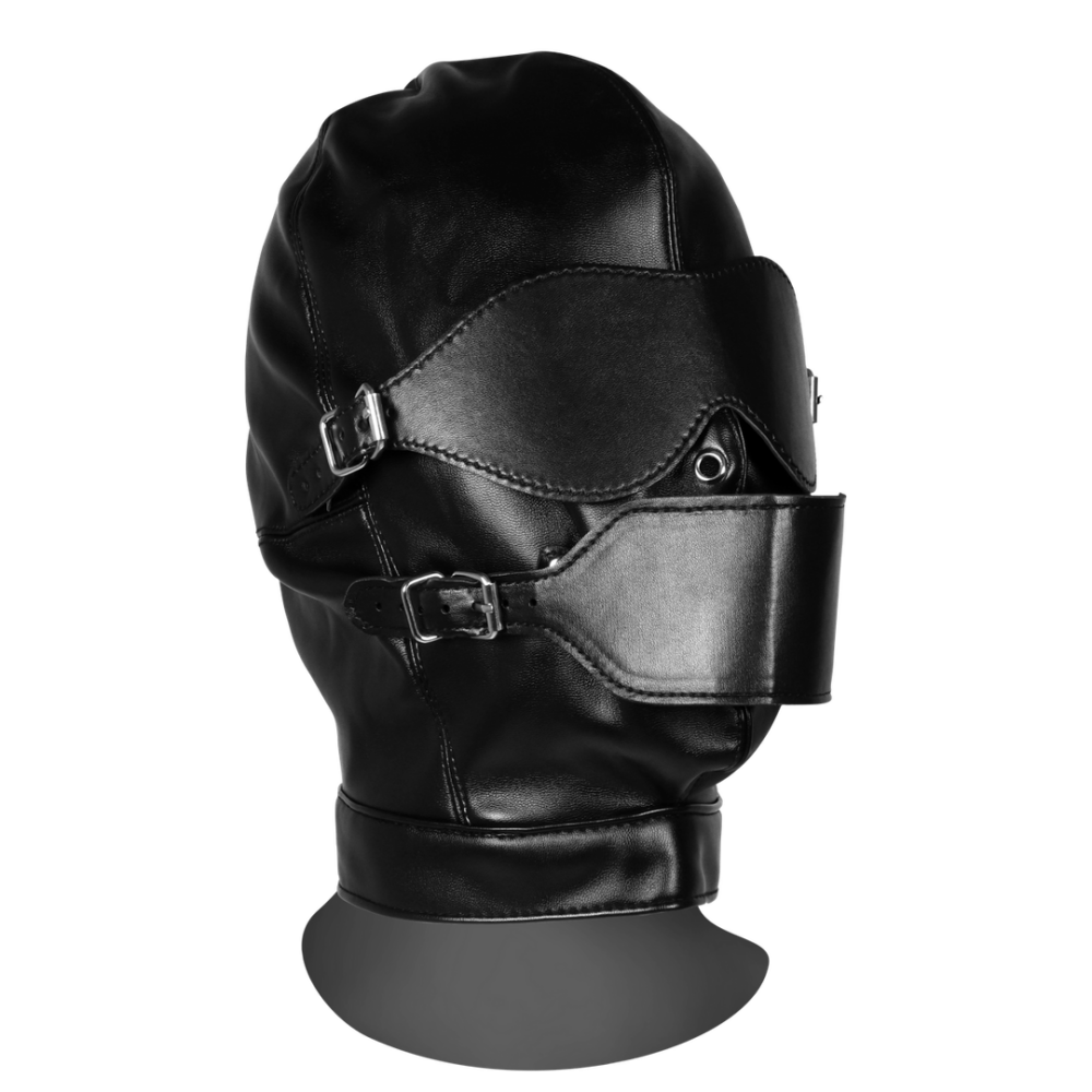 Ouch! by Shots Blindfolded Mask met Ademend Ball Gag - Zwart afbeelding