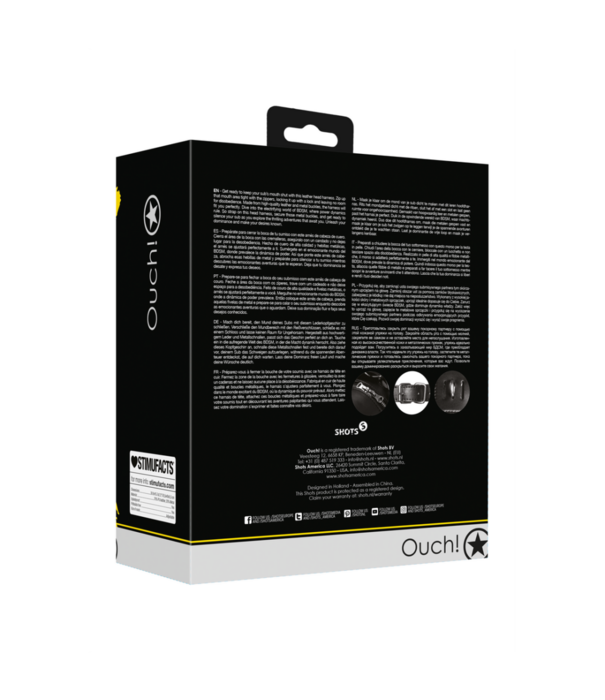 Ouch! by Shots Hoofdkap met ritsmond en slot - Zwart