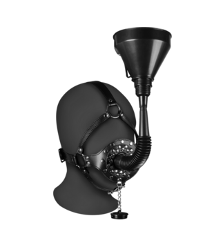 Open Mouth Gag Hoofdband met Trechter - Zwart