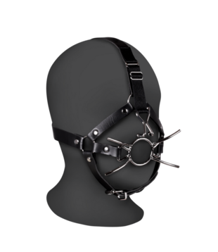 Hoofdharnas met Spider Gag en Neus Haken - Zwart