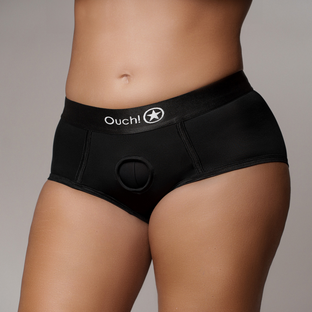 Ouch! by Shots Vibrerende Strap-on Boxershort - XL/XXL - Zwart