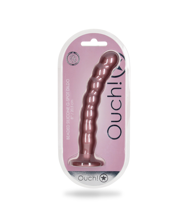 Ouch! by Shots Beaded Silicone G-Spot Dildo - 8'' / 20,5 cm - Rosé Goud