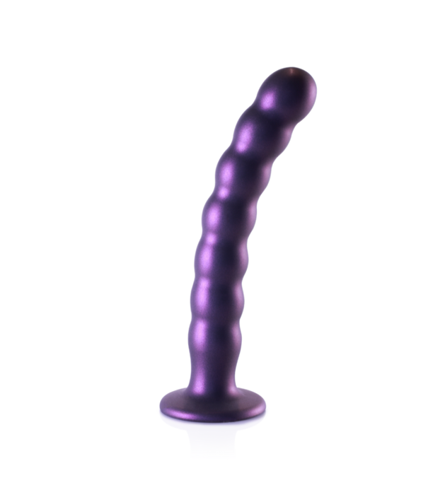 Ouch! by Shots Gekralde Silicone G-Spot Dildo - 8'' / 20,5 cm - Metallic Paars