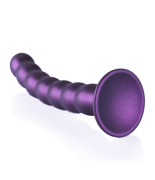 Ouch! by Shots Gekralde Silicone G-Spot Dildo - 8'' / 20,5 cm - Metallic Paars