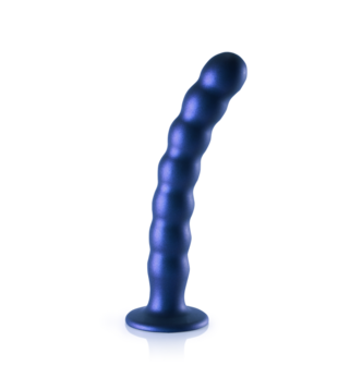 Beaded Silicone G-Spot Dildo - 8'' / 20,5 cm - Metallic Blauw