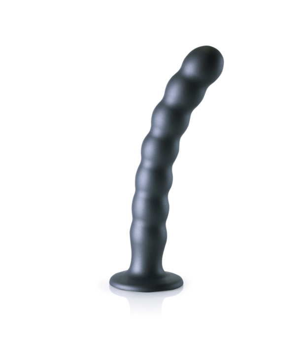 Ouch! by Shots Beaded Silicone G-Spot Dildo - 8'' / 20,5 cm - Gunmetal