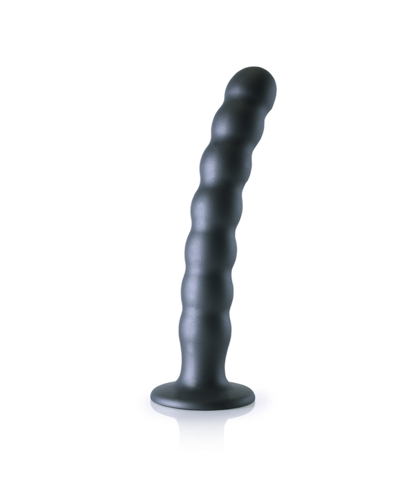 Ouch! by Shots Beaded Silicone G-Spot Dildo - 8'' / 20,5 cm - Gunmetal