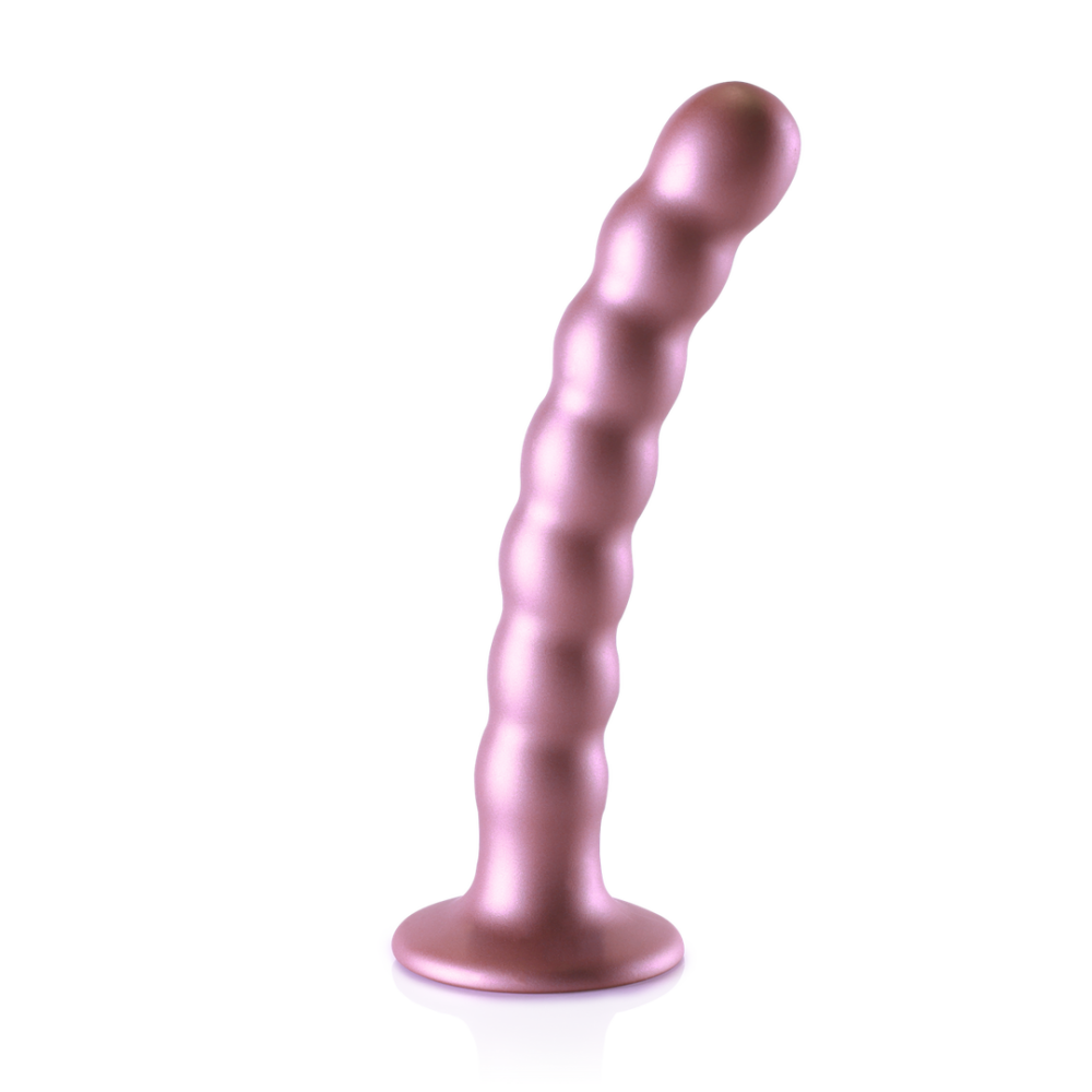 Ouch! by Shots Beaded Silicone G-Spot Dildo - 6.5'' / 16,5 cm - Rosé Goud afbeelding