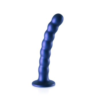 Beaded Silicone G-Spot Dildo - 6,5'' / 16,5 cm - Metallic Blauw