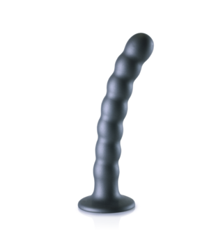 Beaded Silicone G-Spot Dildo - 6.5'' / 16,5 cm - Gunmetal