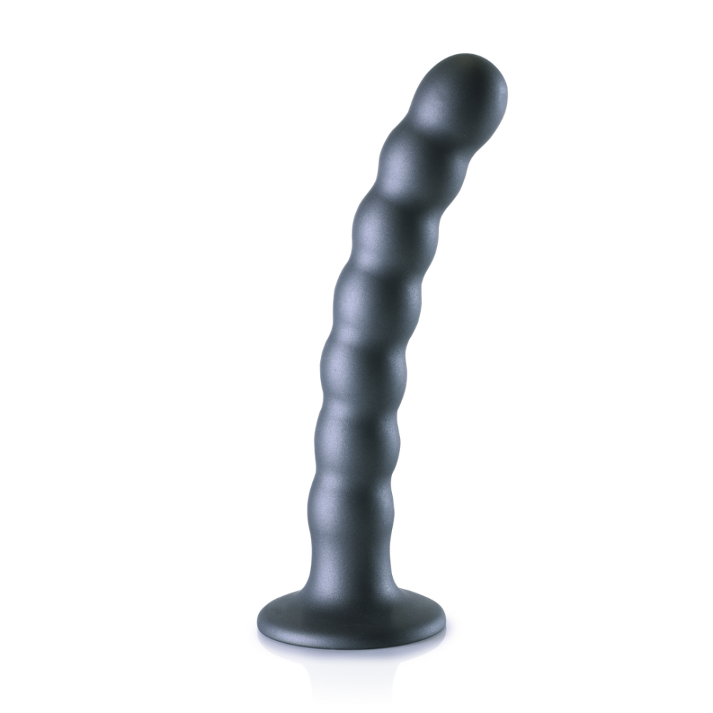 Ouch! by Shots Beaded Silicone G-Spot Dildo - 6.5'' / 16,5 cm - Gunmetal afbeelding