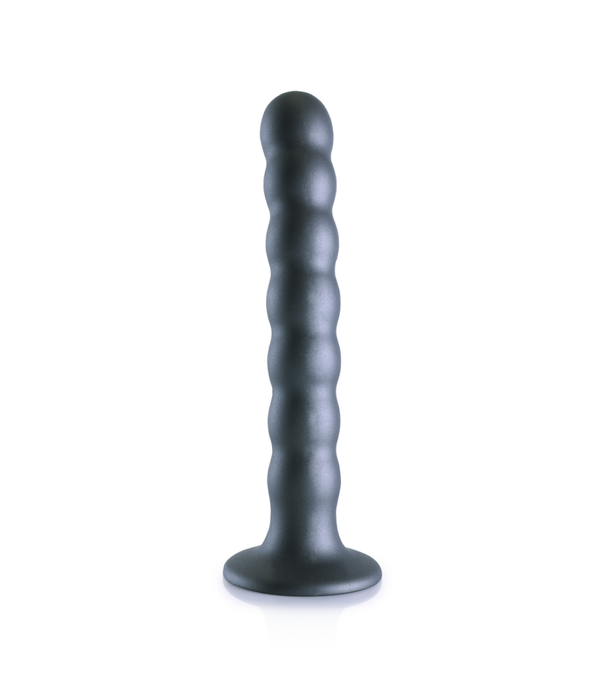 Ouch! by Shots Beaded Silicone G-Spot Dildo - 6.5'' / 16,5 cm - Gunmetal