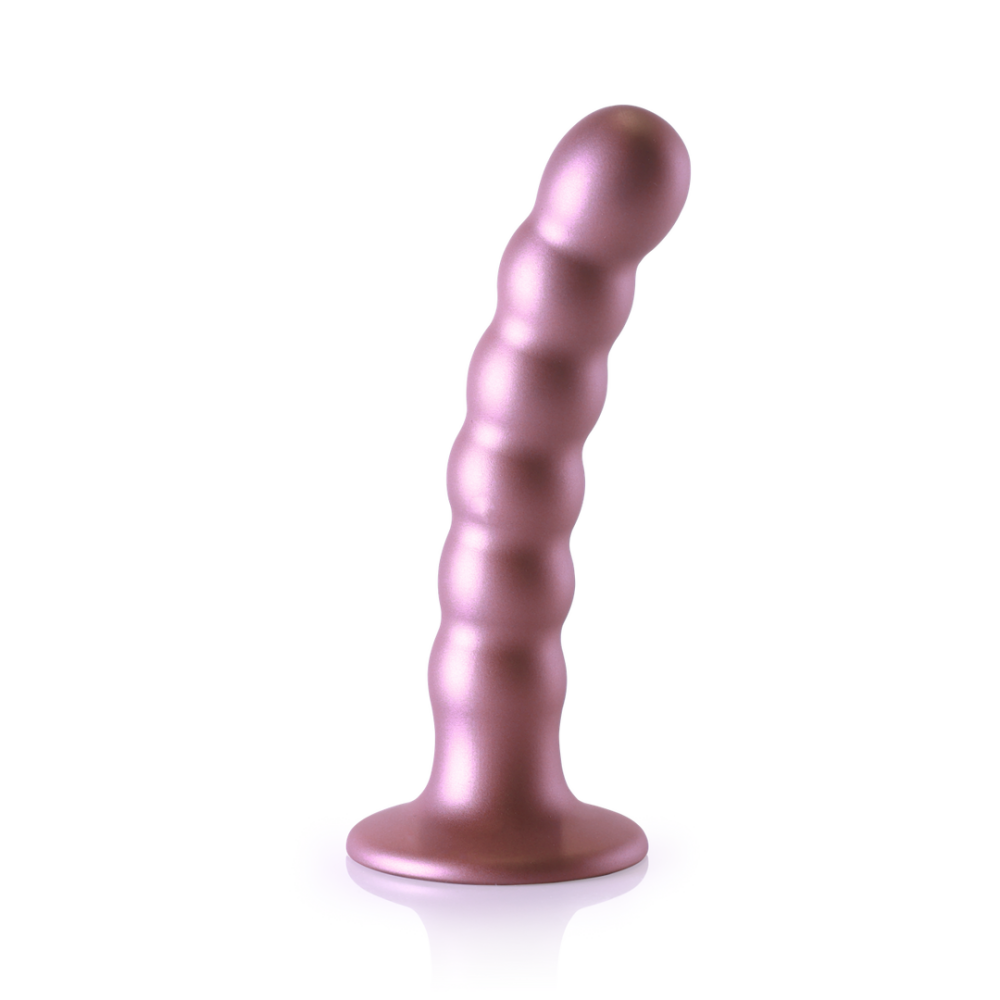 Ouch! by Shots Beaded Silicone G-Spot Dildo - 5'' / 13 cm - Roségoud afbeelding