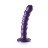 Beaded Silicone G-Spot Dildo - 5'' / 13 cm - Metallic Paars