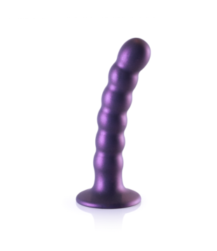 Beaded Silicone G-Spot Dildo - 5'' / 13 cm - Metallic Paars