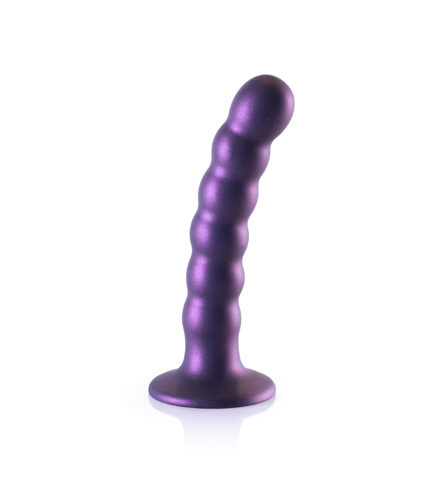 Ouch! by Shots Beaded Silicone G-Spot Dildo - 5'' / 13 cm - Metallic Paars